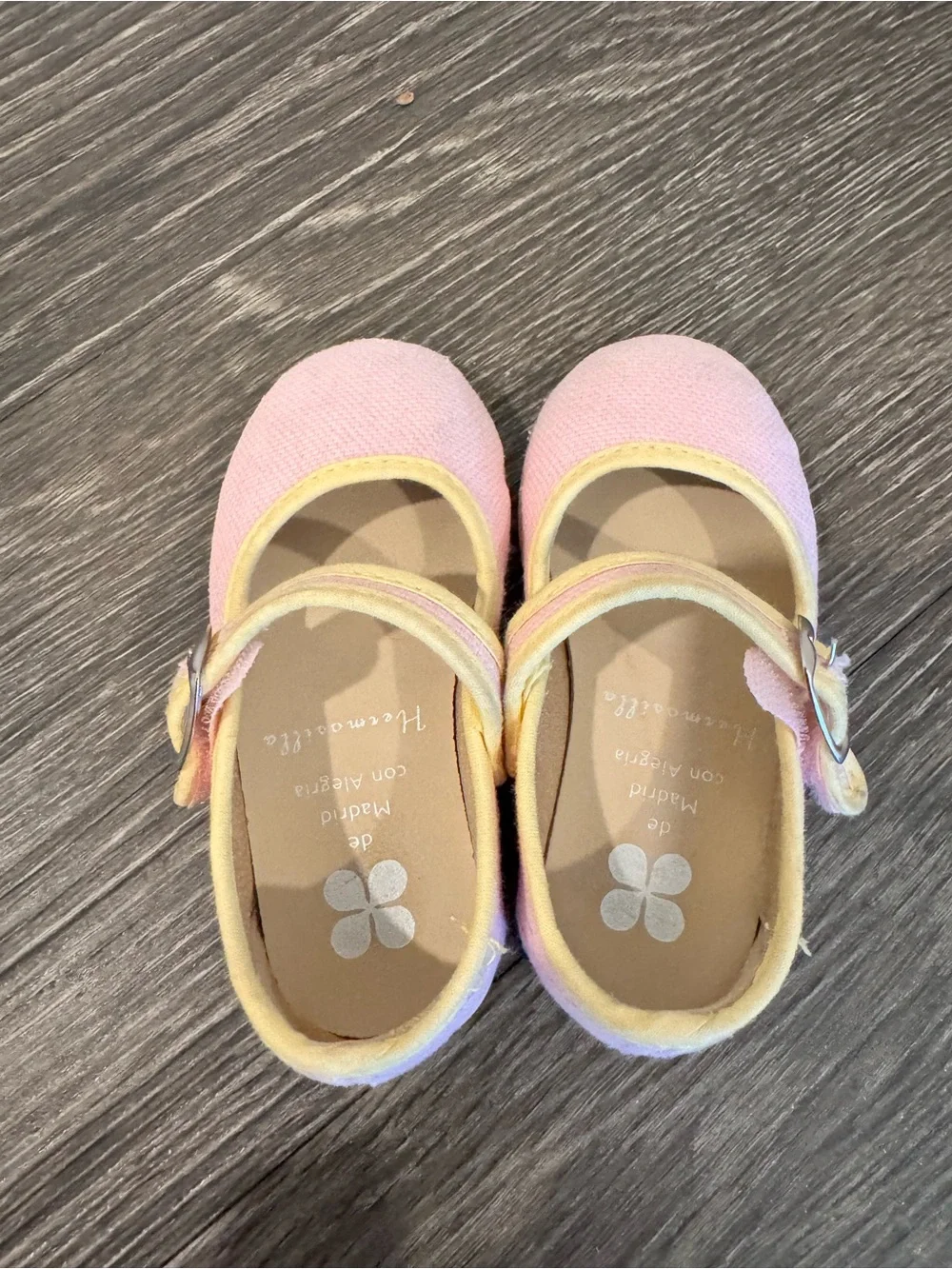 Hermosilla Girls Canvas light pink and yellow Mary Jane Shoes